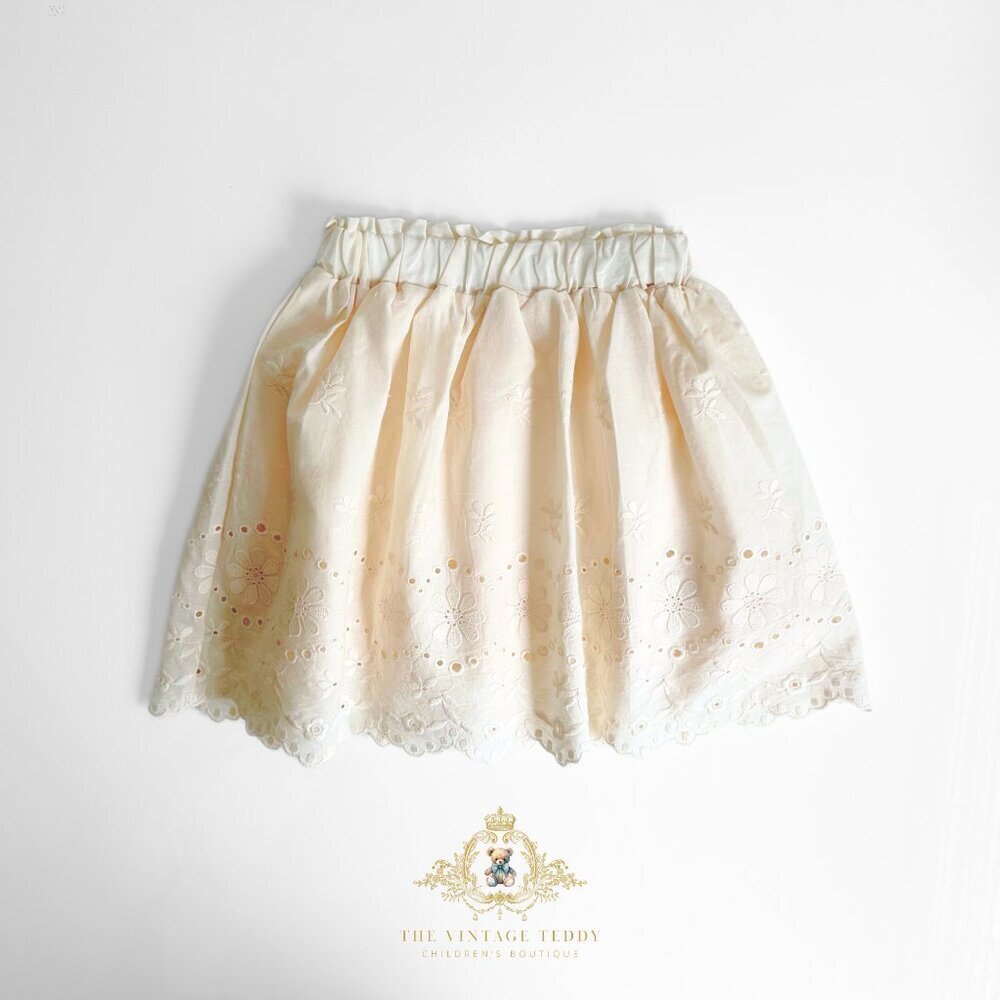 NWT Pretty Girls Eyelet Lace Embroidered Skirt Spring & Summer Bohemian Cream 2T